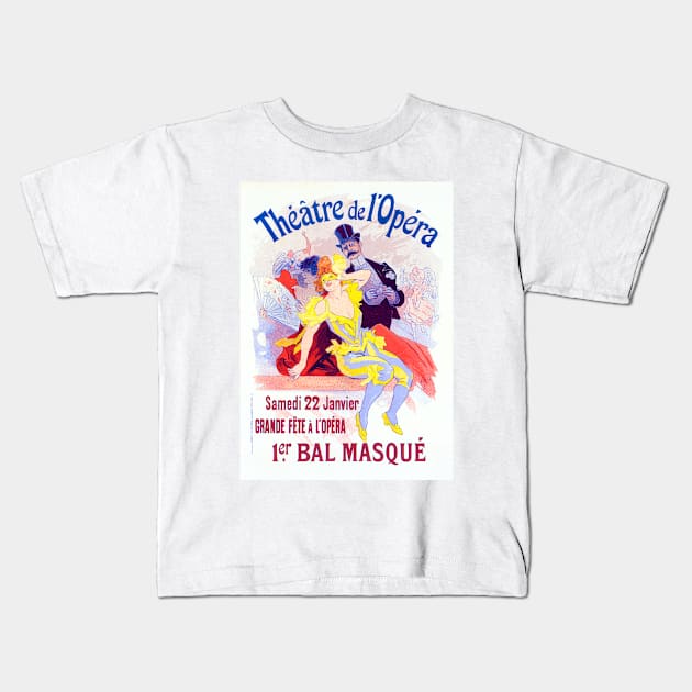 Bal Masqué Masked Ball la Grande Fête à l'Opéra 1898 Jules Chéret Kids T-Shirt by rocketshipretro